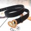 Chanel Width 3cm Chain Heart CC Logo Buckle Leather Belt Black/Pink/Yellow