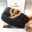 Chanel Width 3cm Chain Heart CC Logo Buckle Leather Belt Black/Pink/Yellow