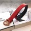 Chanel Width 3cm Chain Heart CC Logo Buckle Leather Belt Red