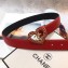 Chanel Width 3cm Chain Heart CC Logo Buckle Leather Belt Red