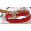 Chanel Width 2cm Crystal CC Logo Buckle Leather Belt Red