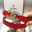 Chanel Width 2cm Crystal CC Logo Buckle Leather Belt Red