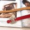 Chanel Width 2cm Crystal CC Logo Buckle Leather Belt Red