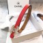 Chanel Width 2cm Crystal CC Logo Buckle Leather Belt Red