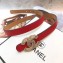 Chanel Width 2cm Crystal CC Logo Buckle Leather Belt Red