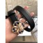 Chanel Width 3cm Crystal and Pearl Buckle Leather Belt Black