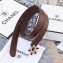 Chanel Width 3cm Crystal and Pearl Flower Buckle Leather Belt Coffee