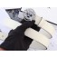 Chanel Width 3cm Crystal Square Buckle Leather Belt White