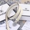Chanel Width 3cm Crystal Square Buckle Leather Belt White