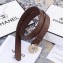 Chanel Width 3cm Crystal Square Buckle Leather Belt Coffee