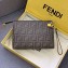 Fendi FF Logo Fabric Medium Slim Pouch Bag Brown/Yellow Piping 2019
