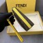 Fendi FF Logo Fabric Medium Slim Pouch Bag Brown/Yellow Piping 2019