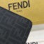 Fendi FF Logo Fabric Zippered Pochette Pouch Bag Black/Red Piping 2019