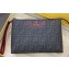 Fendi FF Logo Fabric Medium Slim Pouch Bag Black/Red Piping 2019