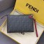 Fendi FF Logo Fabric Medium Slim Pouch Bag Black/Red Piping 2019