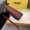 Fendi FF Logo Fabric Medium Slim Pouch Bag Black/Red Piping 2019