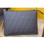 Fendi FF Logo Fabric Pouch Clutch Bag Black/Red Piping 2019