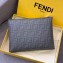 Fendi FF Logo Fabric Pouch Clutch Bag Black/Red Piping 2019