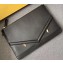 Fendi Bag Bugs Eyes Slim Zippered Pouch Clutch Bag Leather Black 2019