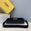 Fendi Velvet Embossed FF Motif Baguette Large Bag Black 2019