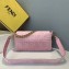 Fendi Velvet Embossed FF Motif Baguette Large Bag Pink 2019
