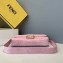 Fendi Velvet Embossed FF Motif Baguette Large Bag Pink 2019