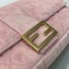 Fendi Velvet Embossed FF Motif Baguette Large Bag Pink 2019