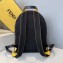 Fendi FF Logo Fabric Large Lackpack Bag with Front Pocket Brown/Yellow Piping 2019