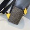 Fendi FF Logo Fabric Large Lackpack Bag with Front Pocket Brown/Yellow Piping 2019