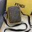 Fendi FF Logo Fabric Small Messenger Cross-body Bag Brown/Yellow Piping 2019