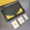 Fendi Bag Bugs Slim Pouch Clutch Bag Black/Yellow Eyes