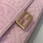 Fendi Velvet Embossed FF Motif Baguette Medium Bag Pink 2019