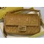 Fendi Velvet Embossed FF Motif Baguette Medium Bag Brown 2019