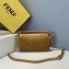 Fendi Velvet Embossed FF Motif Baguette Medium Bag Brown 2019