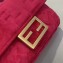 Fendi Velvet Embossed FF Motif Baguette Belt Bag Fuchsia 2019