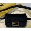Fendi Velvet Embossed FF Motif Baguette Belt Bag Black 2019