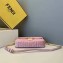 Fendi Velvet Embossed FF Motif Baguette Medium Bag Pink 2019