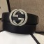 Gucci Width 4cm Leather Belt Black with Interlocking G Buckle