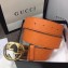 Gucci Width 4cm Signature Leather Belt Orange with Interlocking G Buckle