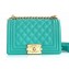 Chanel Calfskin and Gold-Tone Metal Small Boy Flap Bag Turquoise 2019