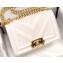 Chanel Embossed Chevron Small Boy Flap Bag White 2019