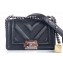 Chanel Embossed Chevron Small Boy Flap Bag Black 2019
