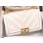 Chanel Embossed Chevron Medium Boy Flap Bag White 2019