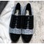 Chanel Glittered Fabric/Patent Calfskin Lace-Ups G34128 Tweed Blue 2019