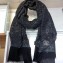 Chanel CC Logo Sequins Fringe Scarf 90x90cm Black/Silver 2019