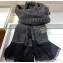 Chanel CC Logo Sequins Fringe Scarf 90x90cm Black/Gold 2019