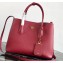 Prada Grained Leather Double Medium Tote Bag 1BG775/1BG008 Red