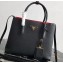 Prada Grained Leather Double Medium Tote Bag 1BG775/1BG008 Black/Red