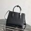 Prada Grained Leather Double Medium Tote Bag 1BG775/1BG008 Black/Khaki