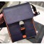Prada Saffiano Leather Shoulder Bag 2VD019 Navy Blue/Orange 2019